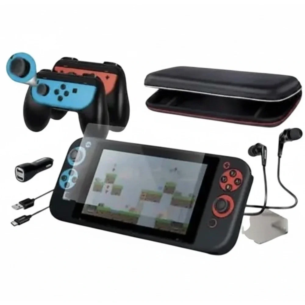 Nintendo Switch Accessories Bundle Case Charger Earbuds Grip Starter Kit NEW